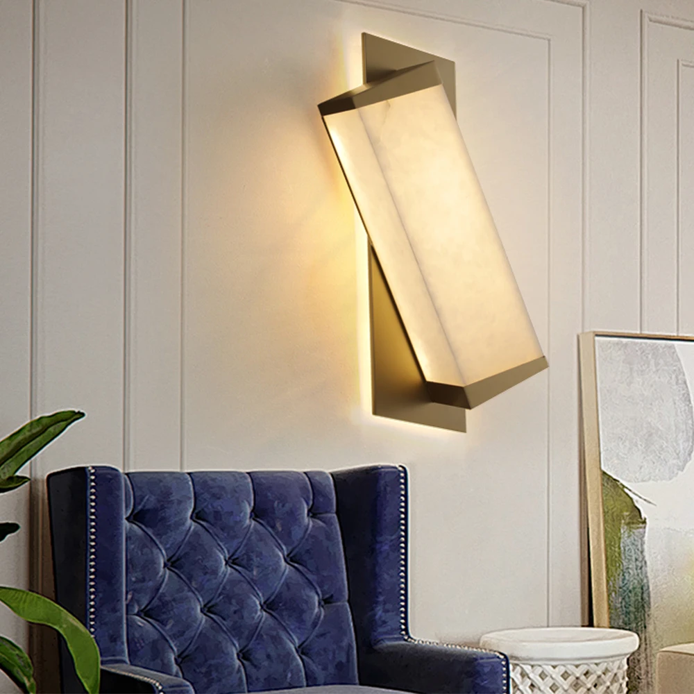 *(2-piece set)LED Modern Creative Minimalist Bedroom Bedside Wall Sconce Indoor Wall Light for Home Hotel Marble Cover Wall Lamp