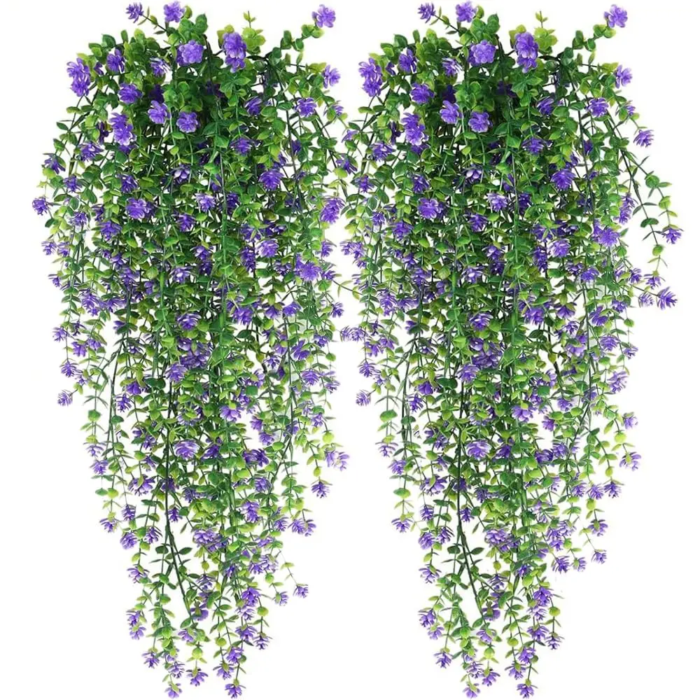 نبات اصطناعي فو الأوكالبتوس معلقة الكرمة مقاومة للأشعة فوق البنفسجية الأمهات وهمية للخارجية حديقة جدار ديكور غرفة المنزل الزفاف الديكور #1