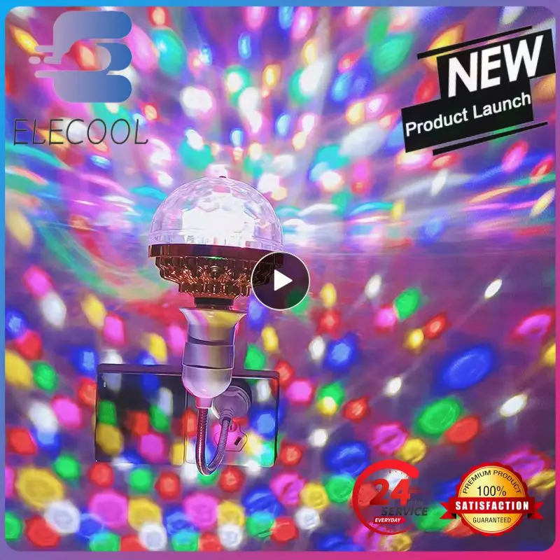 

Colorful Rotating Ball Light Disco Rotating Ball Bulb 6 Beads With Socket Bal Home Ktv Atmosphere Party Atmosphere Lamp Led Mini