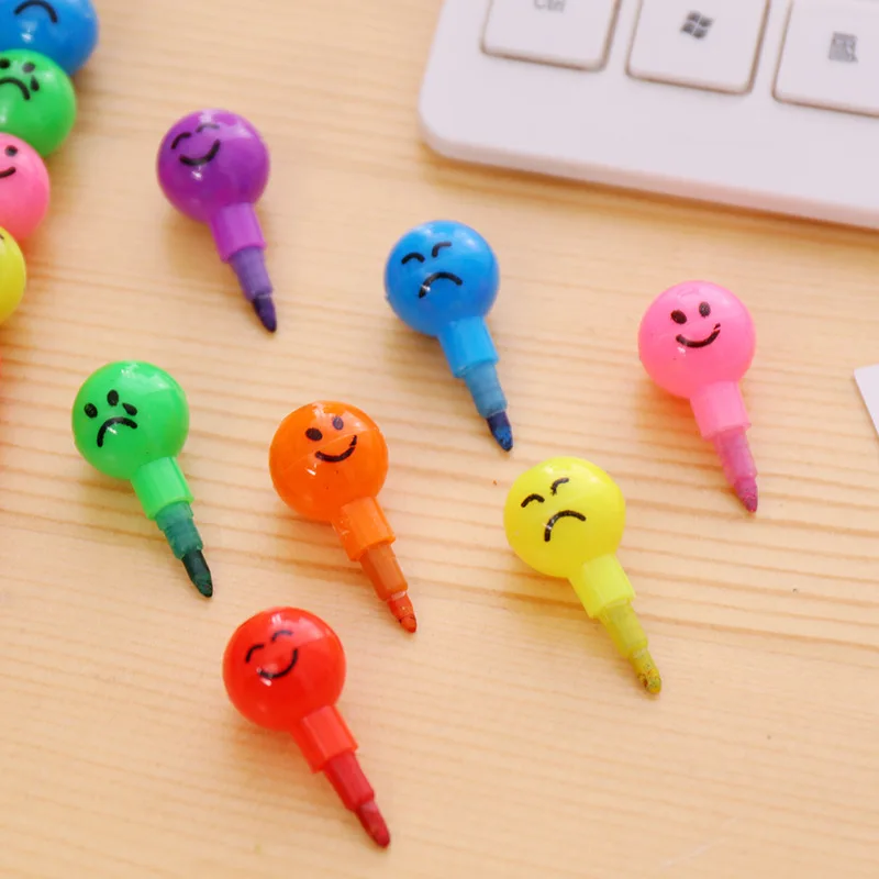 10 PCS/Lot Creative 7 Colors Sugar-Coated Haws Crayons Cartoon Graffiti Pen Stationery Gifts For Kids Crayon Wax Pencil