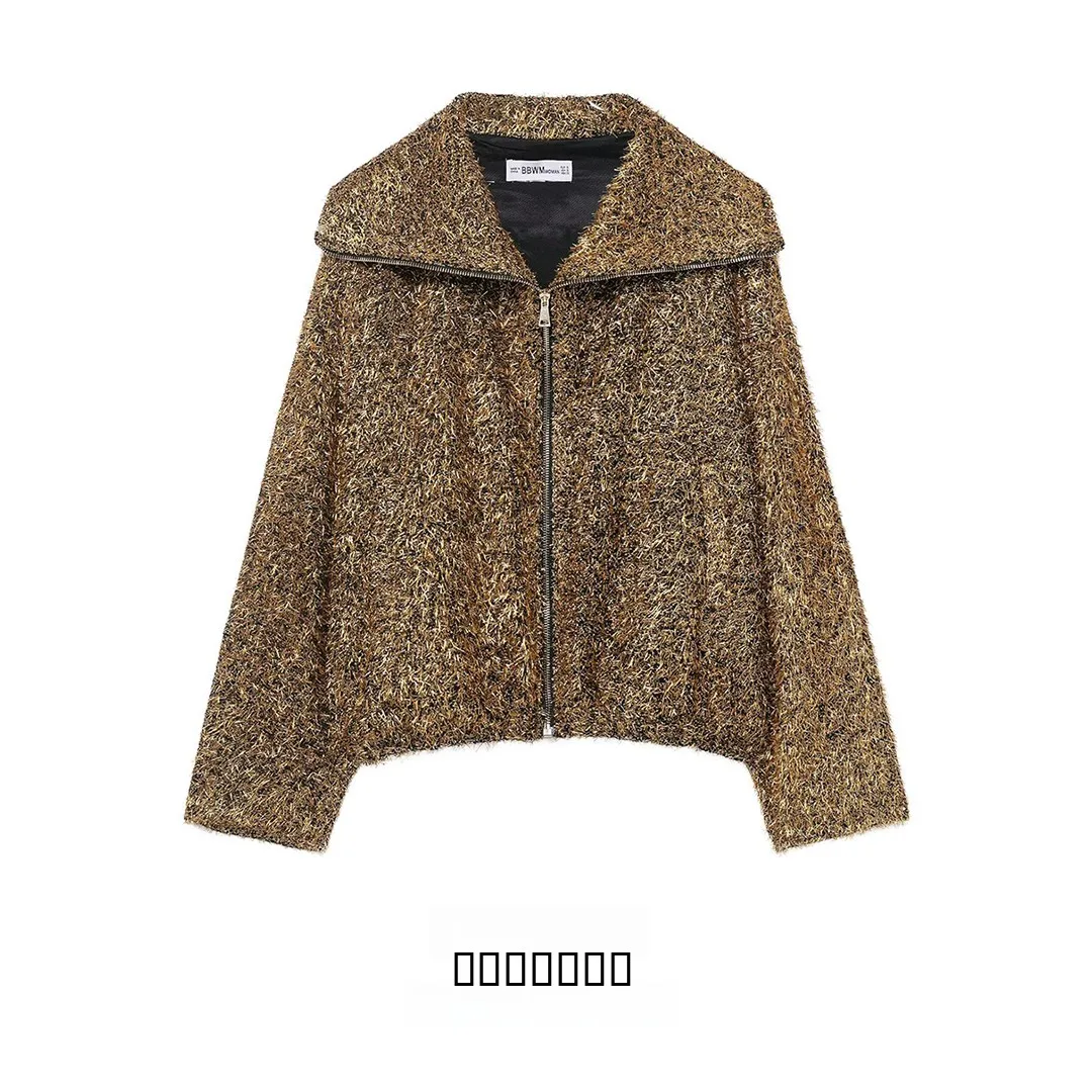 

KASLEAD New Faion Metal Color Line Pilot Jaet Женская верхняя одежда ort Пальто на молнии Long Sve Полиэфирное волокно