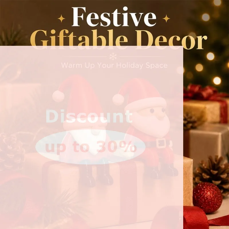 [2Pcs Christmas Santa Claus Sitting Figurines Adorable Mini Decors for Fireplace Mantel Xmas Party Home Ornament Festival Gifts