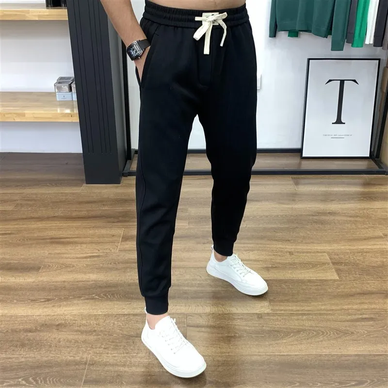 

Youth Men's Slim Fit Dstring Sports Pants ey Casual Long Trousers Spring New Sle Elastic Waist Leisure Pants