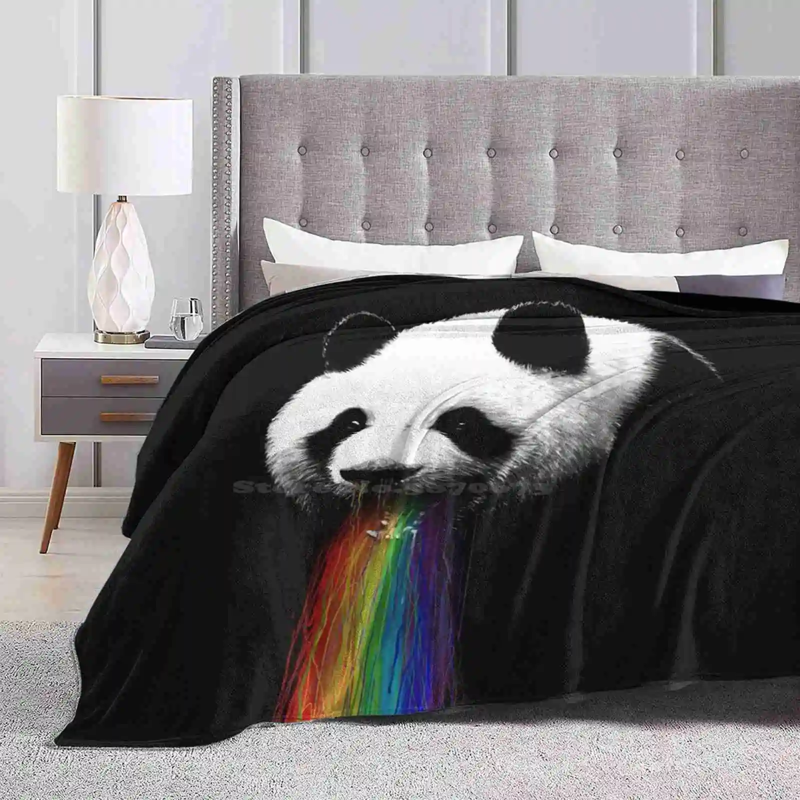 Pandalicious Four Seasons Comfortable Warm Soft Throw Blanket Animals Nature Vomit Rainbow Funny Humor Colors Cool Pandas Zoo