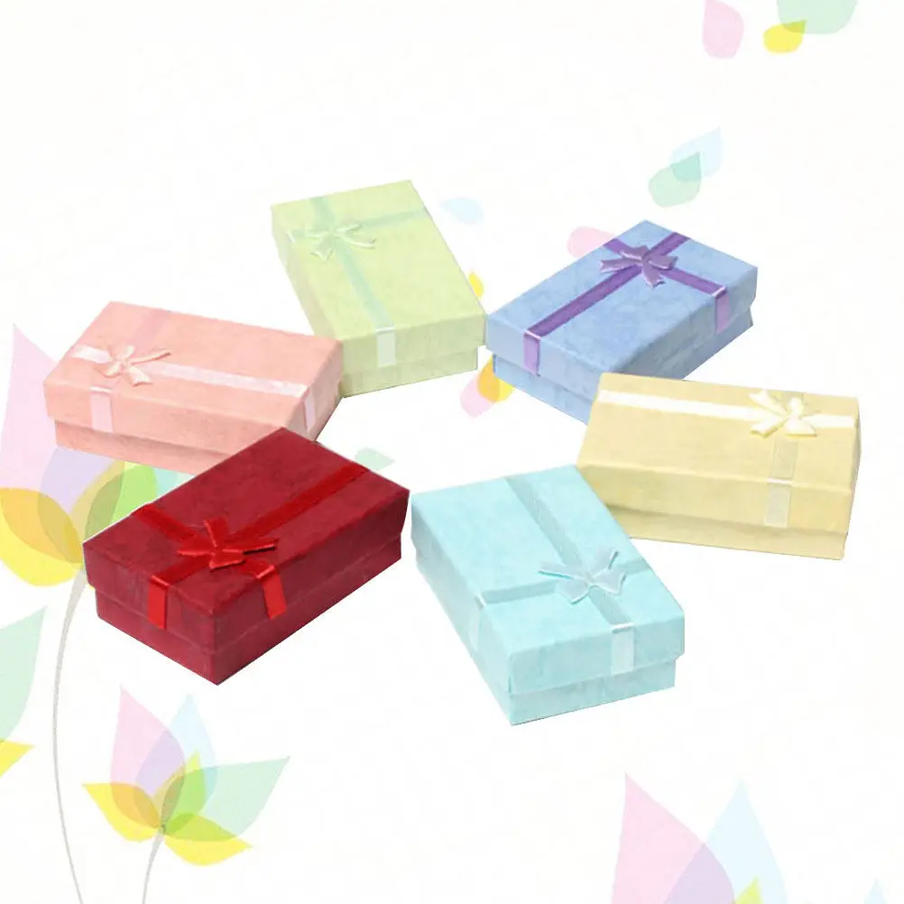 

6Pcs Elegant Satin Ribbon Bowknot Jewelry Gift Box Set for Earrings Necklaces Rings Brooches Storage Wrapping Box Packaging