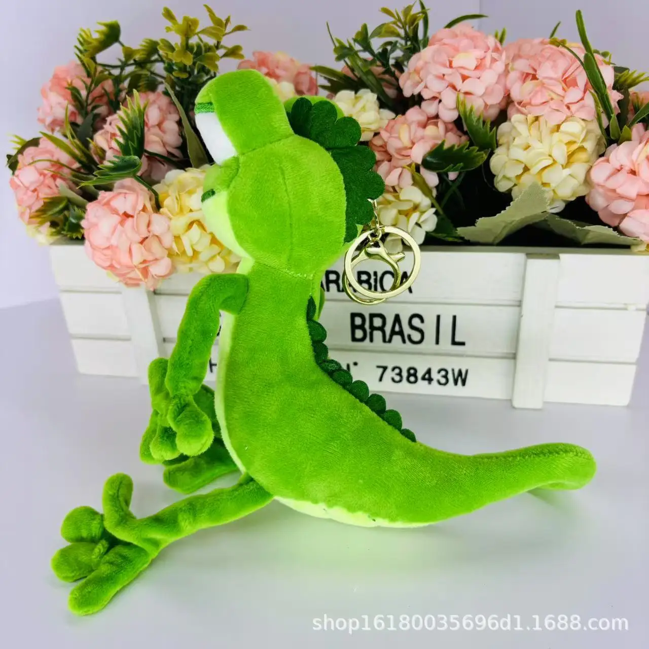 16 cm Jinnew piccolo lucertola giocattolo portachiavi ornamenti morbido cartone animato peluche kawaii lucertola verde ciondolo animali di peluche
