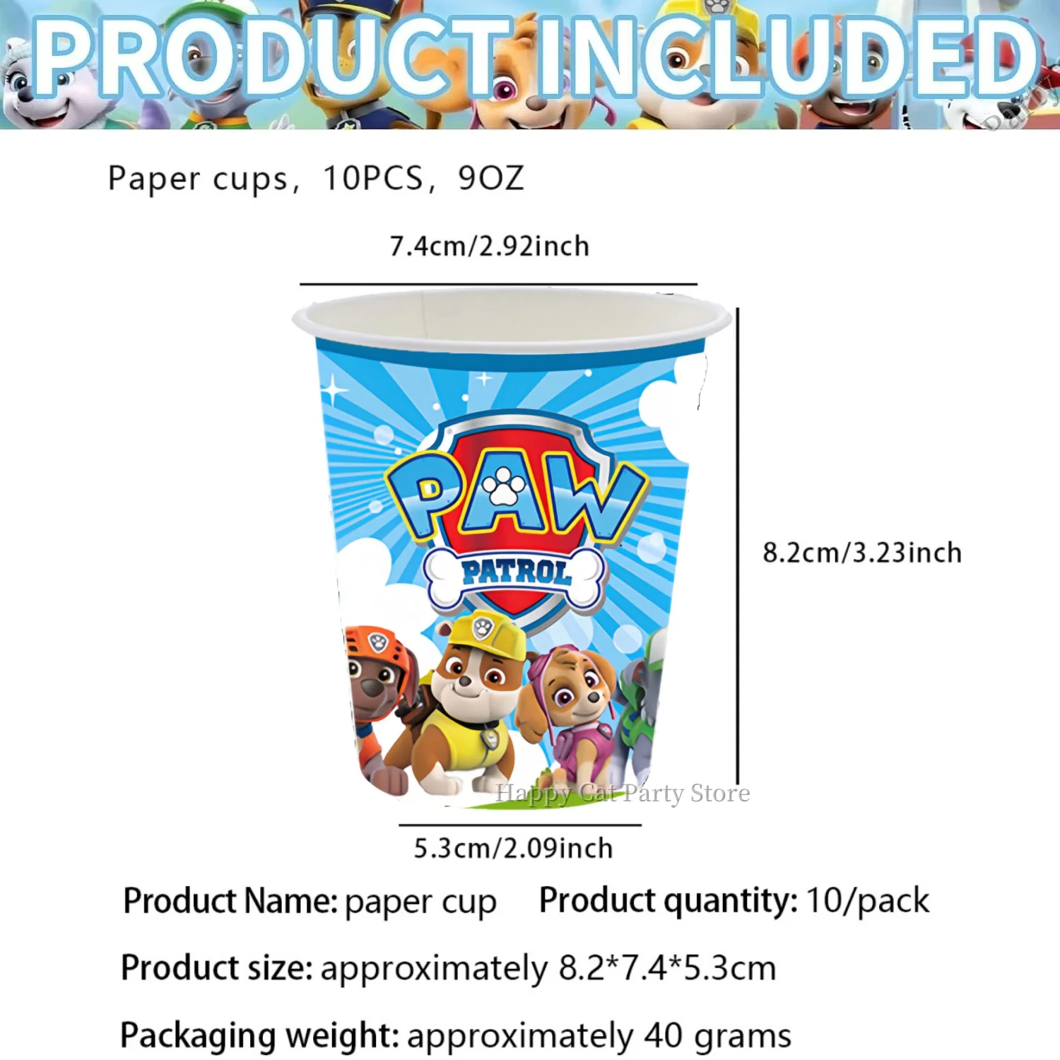 Paw Patrol Geburtstags-Tischdecke, Paw Patrol Geburtstagsparty-Dekoration, Teller, Becher, Besteck, Taschen, Ballons, Paw Patrol Party-Geschenke und Zubehör – Detail 4