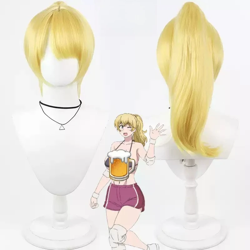 Frau goldene Farbe Cosplay Perücke Party Anime Kunsthaar