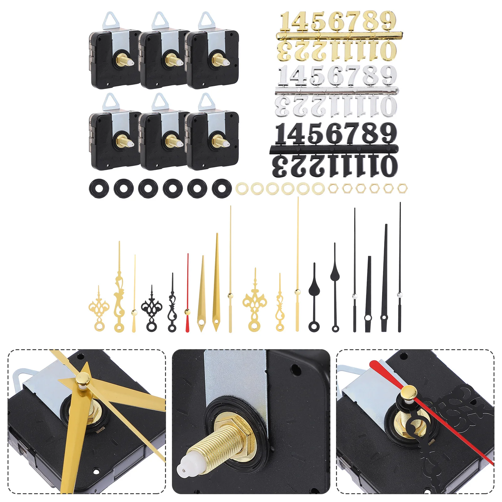 

6 set Kit Quartz Mechanism For Diy Wall Replacement Durable Clock Accessory Set Home Useful Clock Mechanism Decor