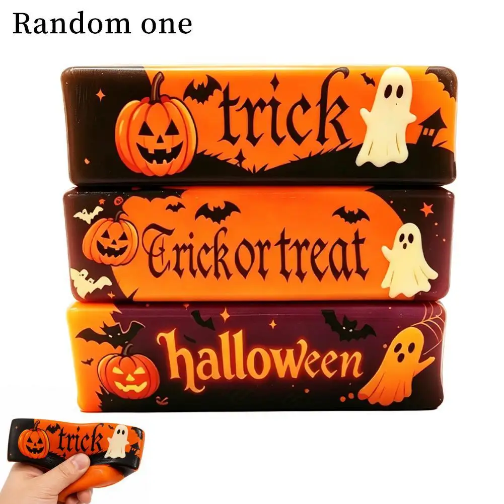Halloween Trick Or Treat Squishy Fidget Toy Pumpkin Ghost TPR Stress Relief Squeeze Toy For Adult Kids Anti-anxiety random