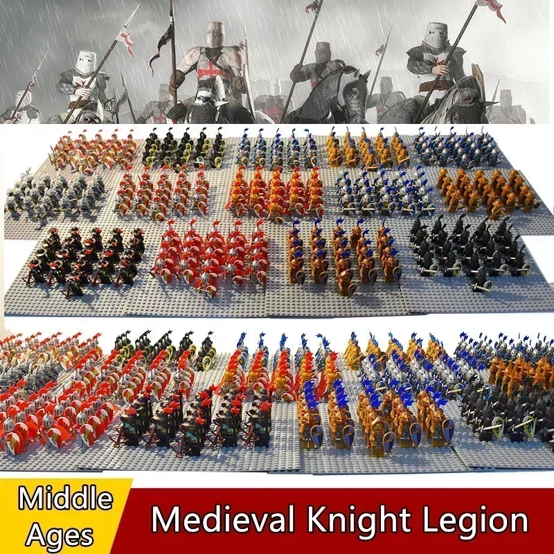 Middle Ages Chivalry Corps Medieval Viking Warrior Knights Roman Soldiers Army Figures Military Building Blocks Kids Mini Toys