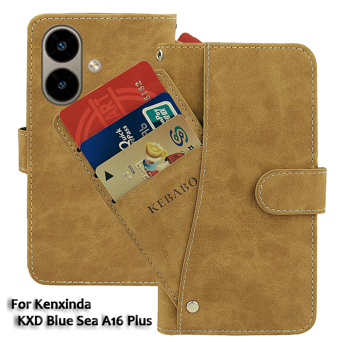 محفظة جلدية كلاسيكية Kenxinda KXD Blue Sea A16 Universe S24 Plus حافظة فليب فاخرة فتحات للبطاقات غطاء حماية للهاتف حقائب