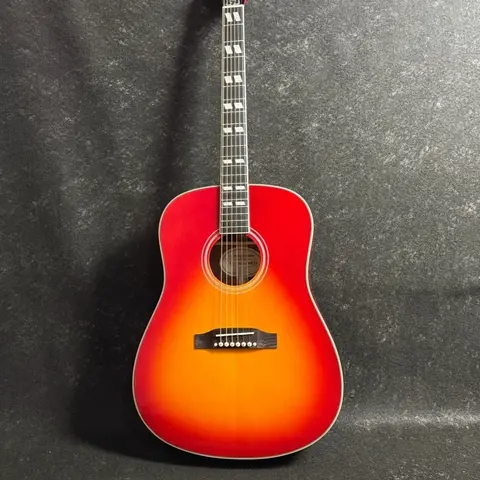 Professional Red Acoustic Guitar Mahogany Side/back Rosewood Fingerboard with Full Closed Tuning Peg 6 Strings