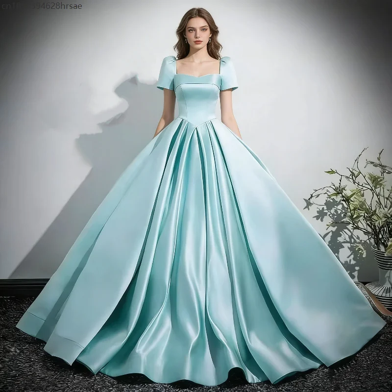 

Women's Slimming Evening Dress Elegant Solid Short Sleeves Princess Prom Gowns Banquet Performance Hosting Cosplay Outfits 2026