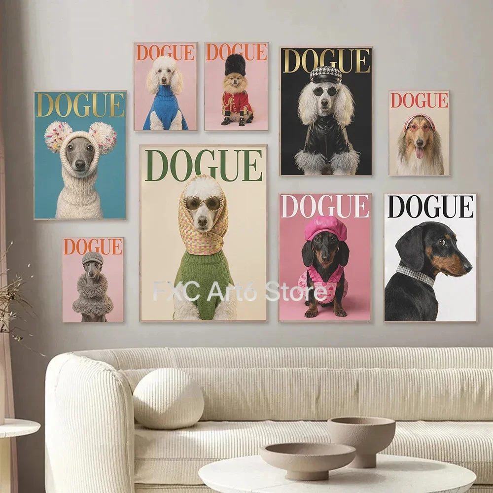 1PCS Frameless Luxury Regal Outfit Poodle Posters Unique Sweater Minimalism Modern Office Prints Canvas Wall Art Picture Home Li