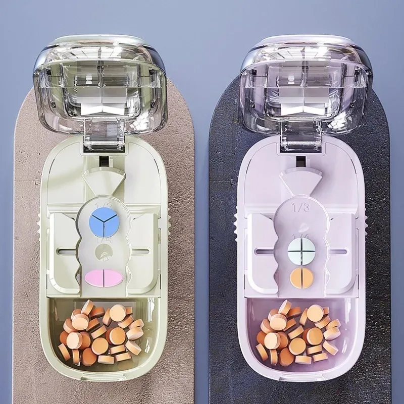

Portable 2 3 4 halves Pill Cutter and Storage Box Reusable Medicine Containers Medicine Storage with Accurate Pill Alignment