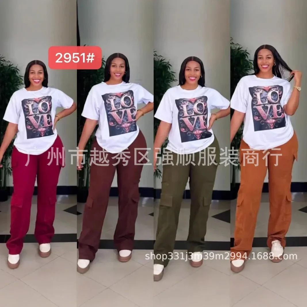 تخصيص 2 قطع مجموعات المرأة 2024 الصيف الربيع إلكتروني طباعة البلوز دعوى بلوزات وسراويل الدعاوى قطعتين مجموعة رياضية Outf