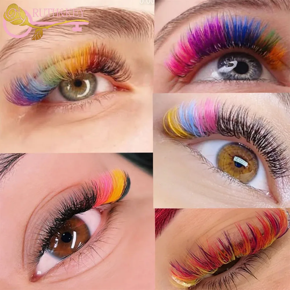 Colored Eyelashes For Extension Supplies Faux Mink Lashes Manga Natural Premade Volume Fans Loose Pointy Base CD Curl