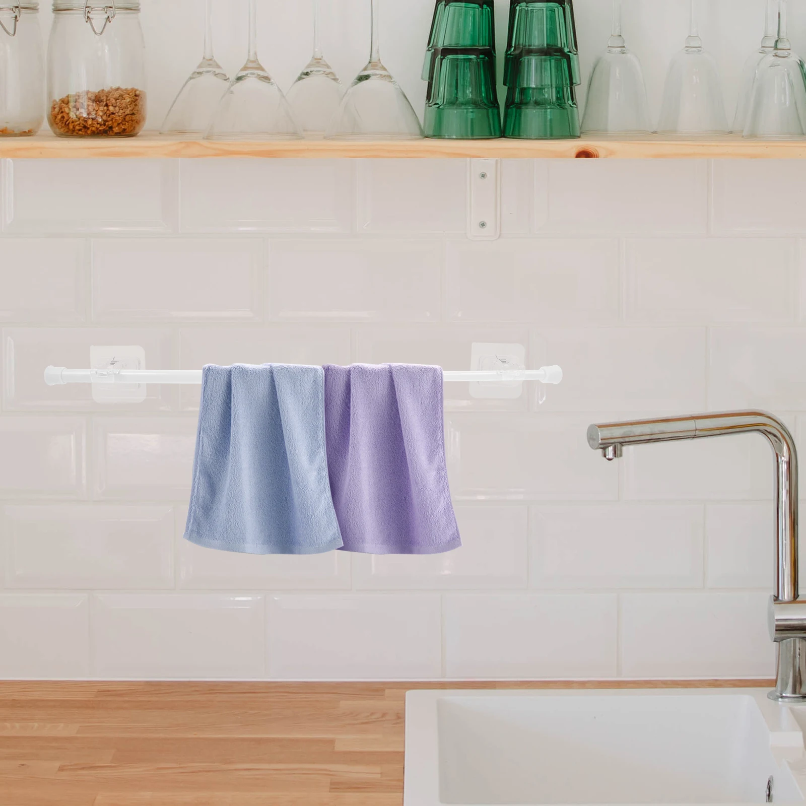 

2 Sets Expandable Curtain Rod 30-50cm Telescopic No Drill Bracket Shower Short Pole Bathroom Hooks Retractable Mount