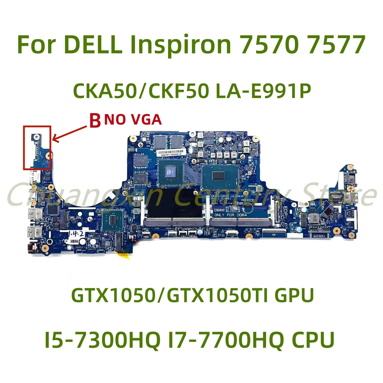 Suitable for DELL Inspiron 7570 7577 laptop motherboard CKA50/CKF50 LA-E991P with I5 I7 CPU GTX1050/GTX1050TI GPU 100% Tested