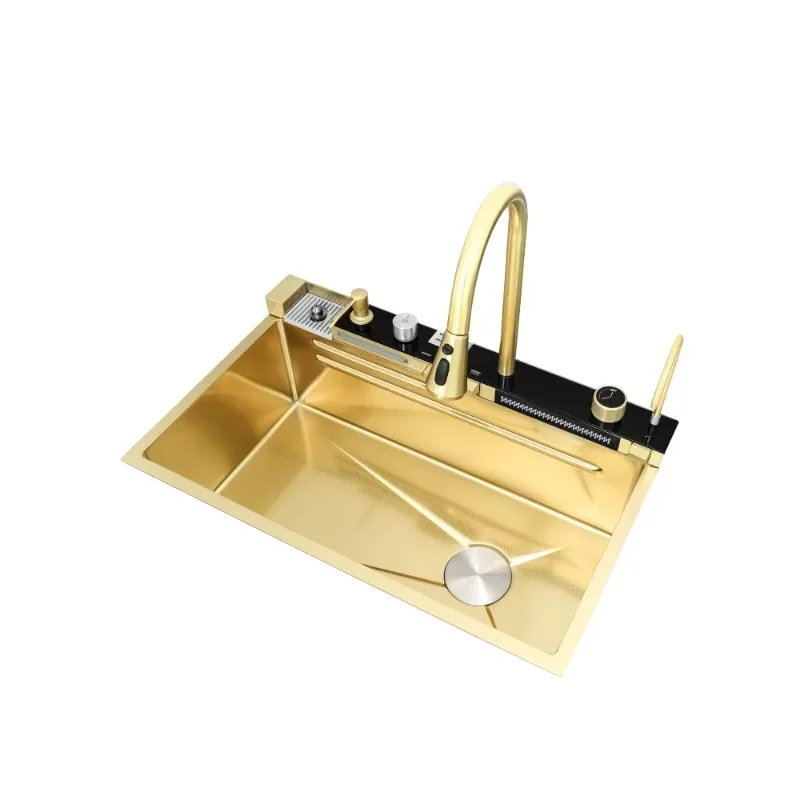 

Golden Whale Intelligent Digital Display Feiyu Waterfall Kitchen Sink Stainless Steel Honeycomb