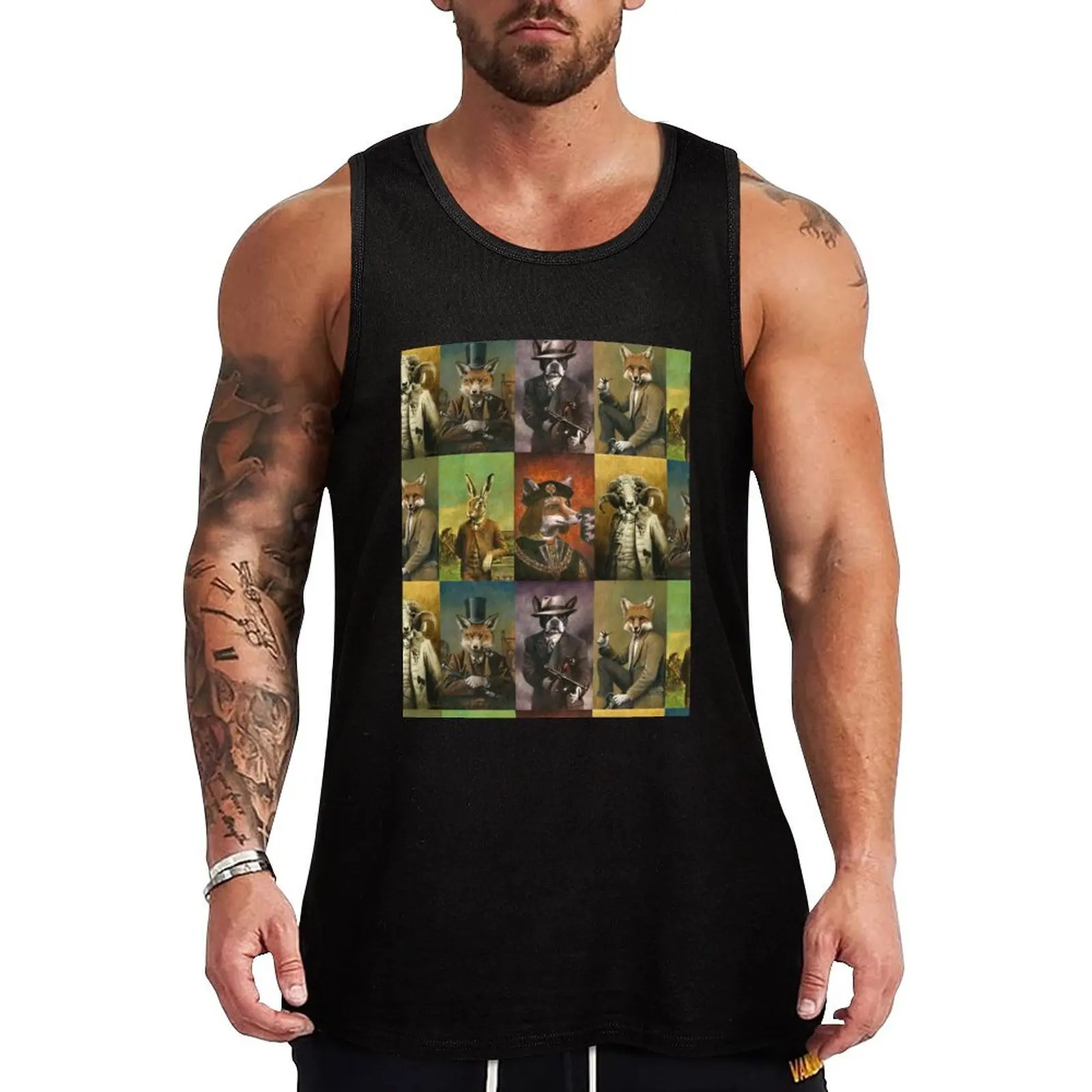 Historical Clothed Animals Montage Tank Top sleeveless man shirts anime gym Gym t-shirt man man vest