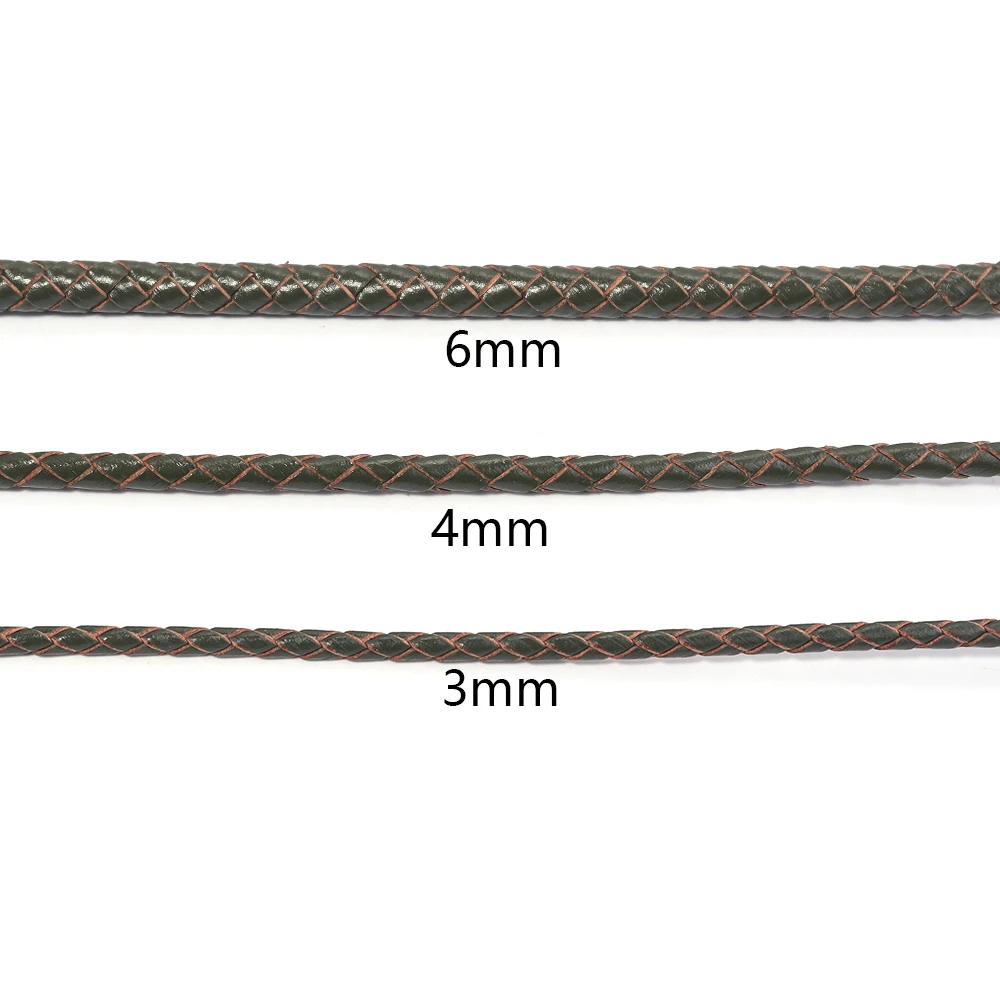 Louleur High Quality Genuine Braided Leather Cord for Leather Bracelet Making Round Leather Thread Rope Necklace Jewelry Making