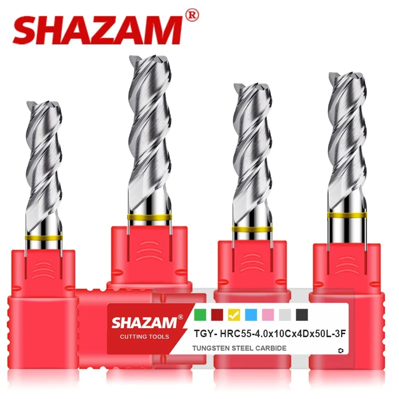 

SHAZAM TGY-HRC55 3-Flute Color Circle Flat End Mill Tungsten Steel Carbide For Aluminu Milling Cutter CNC Machin Endmills Tools