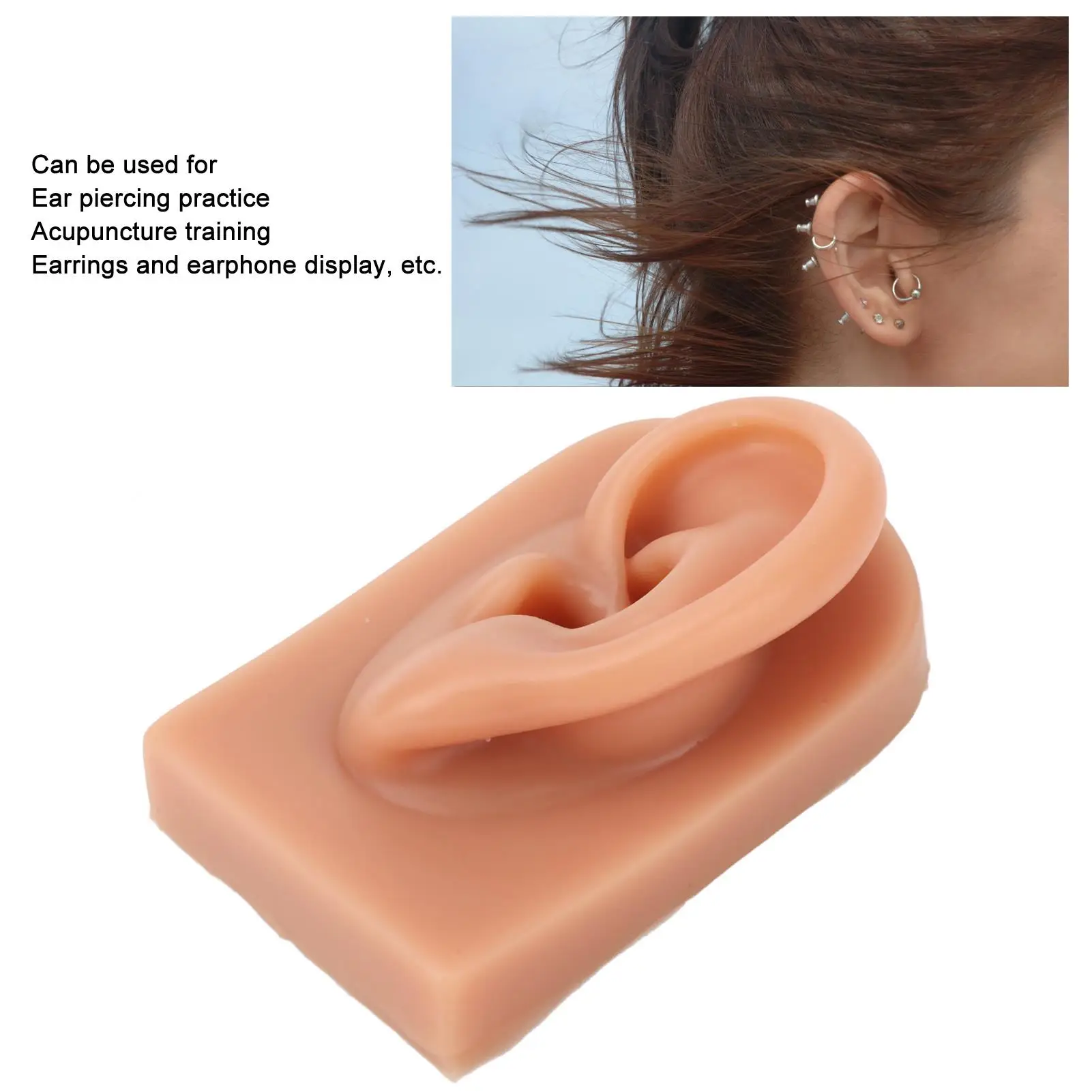 نموذج أذن سيليكون مرن ثلاثي الأبعاد لمتجر المجوهرات، أداة ممارسة الأذن الناعمة القابلة لإعادة الاستخدام للمبتدئين