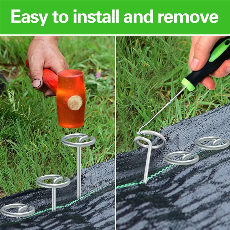 ABLL-50Pcs دبابيس المناظر الطبيعية الدائرية العلوية، حصص حديقة 6 بوصة أوتاد قماش المناظر الطبيعية المجلفنة، دبابيس أرضية ساحة شديدة التحمل Dura #2