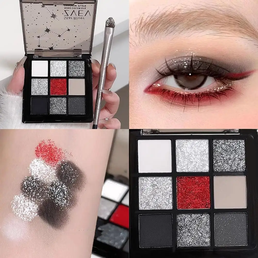 9colors Eyeshadow Palette Rose Pink Nude Brown Low Saturation Pearly Matte Glitter Eye Shadow Long-lasting Eye Makeup