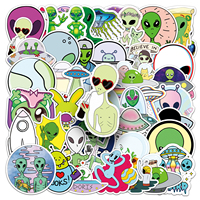 50Pcs ET UFO Series Cartoon Cute Funny Alien Cartoon Waterproof Sticker Skateboarding Snowboard Retro Vinyl Sticker