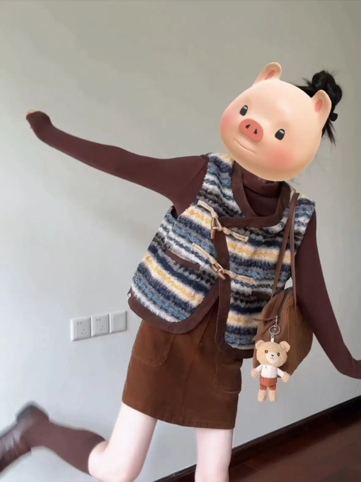 Rétro coréen Sle femmes gilet haut superposition Faion vêtements d'extérieur rayé couleur Blo polyvalent automne hiver petite taille manteau