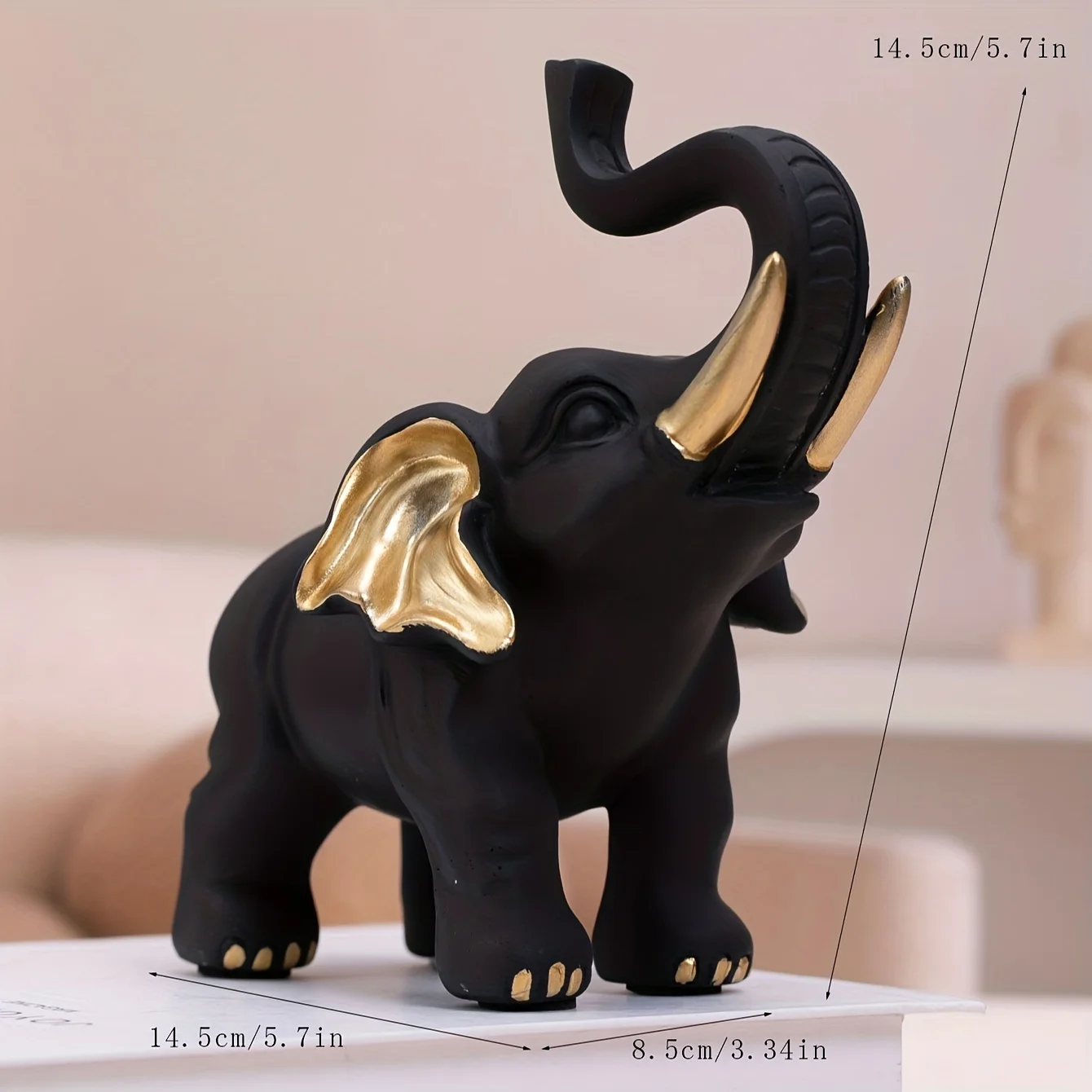 Elephant decoration, wall art shelf decoration decorated elephant gifts, handmade collector's edition wood grain elephant figuri