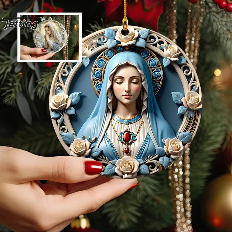 Blessed Virgin Mary Ornaments Christians Religious Belief Baptismal Gift 2D Acrylic Ornament Unique Present For Christians