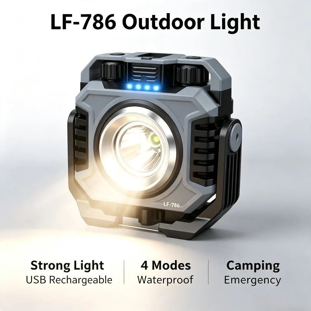 Type-C Fast Charging Magnetic LED Flashlight Portable Multifunctional Work Head Torch with Battery for Outdoor Maintenance