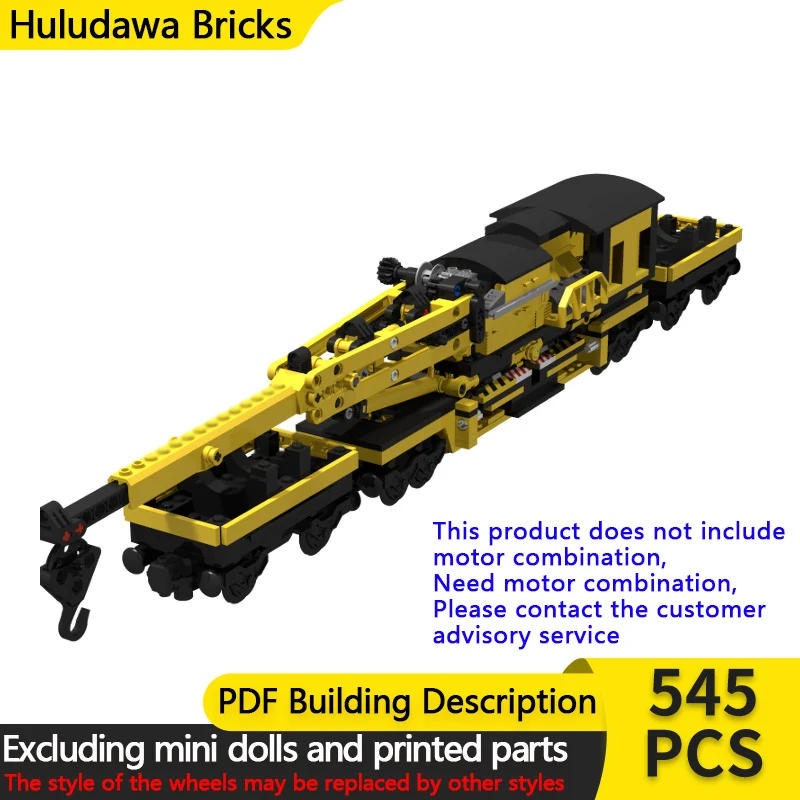 

City Car Model MOC Building Bricks Rail Crane And Two Guiding Cars Modular Technology Children Holiday Gifts Assemble Toys Suit