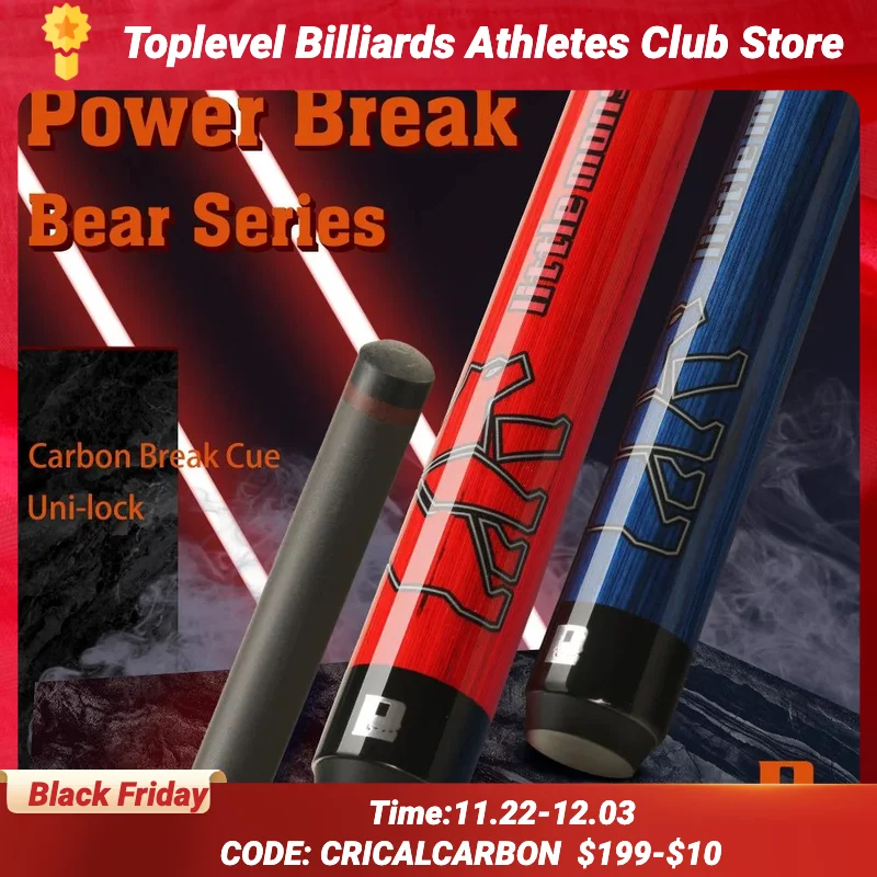 Little Monster Bear Series Pool Cue Stick, Power Break Cue, Kick-off Punch, Carbon Fiber, 12.9mm, 55 