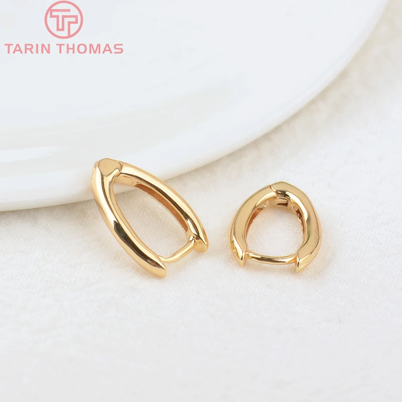 (2363) 4PCS 12x18MM 24K Gold Color Brass with Pins Earring Clasp High Quality DIY Jewelry Making Findings Accessories Wholesales