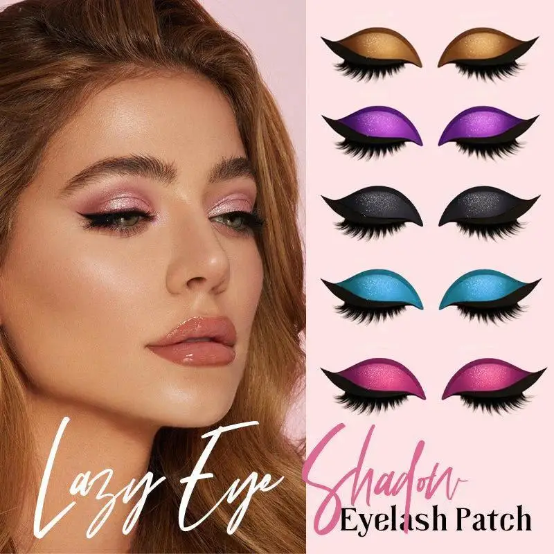 ขี้เกียจขนตาสติกเกอร์,Lazy Eye Shadow Eyelash Patch, 2-in-1 Reusable Self Adhesive ขนตาปลอมแต่งหน้าสติกเกอร์กันน้ํา