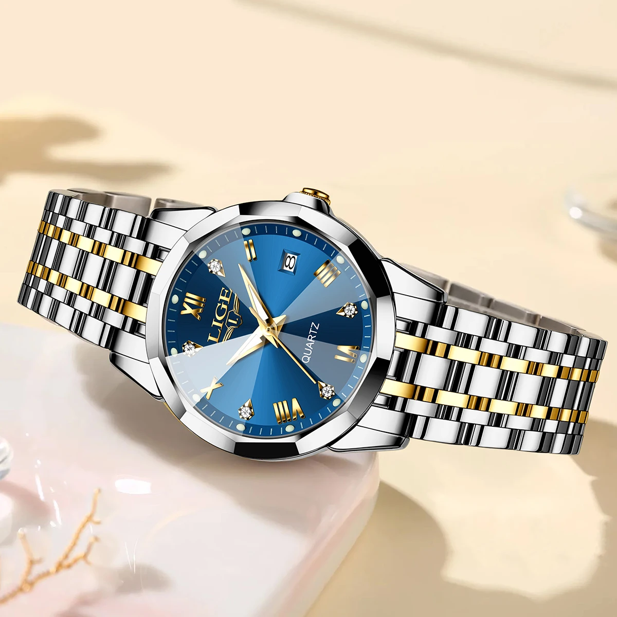 LIGE Топ Роскошные Элегантные Часы для Женщин Водонепроницаемые Светящиеся Дата Женские Часы Из Нержавеющей Стали Кварцевые Женские Часы Girl Reloj