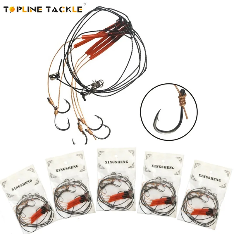 1pcs High Carbon Steel String Hook with 5Small Hooks Swivel Fishhooks Tackle Stainless Steel Rigs Astring of Hooks Bottom Ksbing