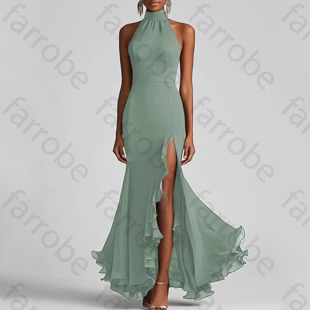 Elegante Halter Schede Ruches Galajurken Prachtige Mouwloze Off-the-Shoulder Jurk Hoge Kwaliteit Galajurken Aangepast
