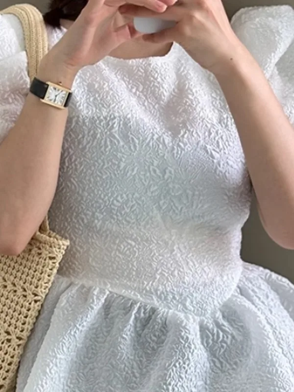 

3D Emed Bubble Sve irt Ba Strap Design Spring Autumn Winter Commute Sle Women's Regular Fit Soft Fabric Inner Wear