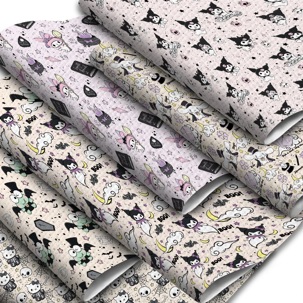 Sanrio Halloween Cartoon Faux Leather Printed for Bows DIY Craft Materials accessories 30x136CM