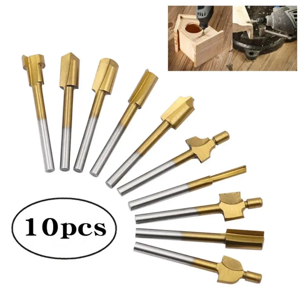 

10Pcs Portable HSS Router Bits Rotary Tool Set 1/8" 3mm Shank Drill Bit High Quality Professional Wood Cutter Milling for Dremel