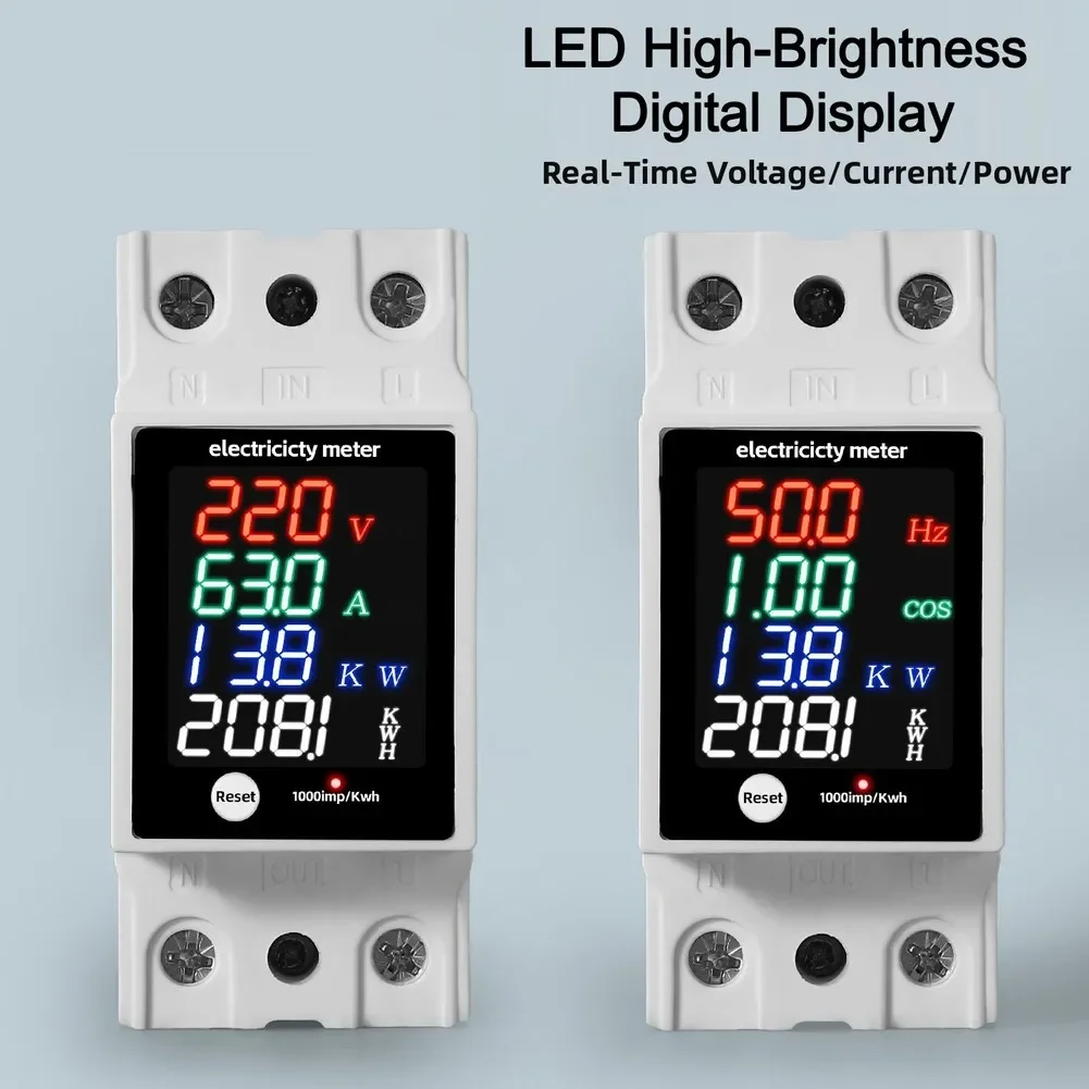 1PCS Electricity Meter Multi-Functional Digital Meter Current Voltage Power Factor Meter Ammeter Voltmeter PC Power Tool