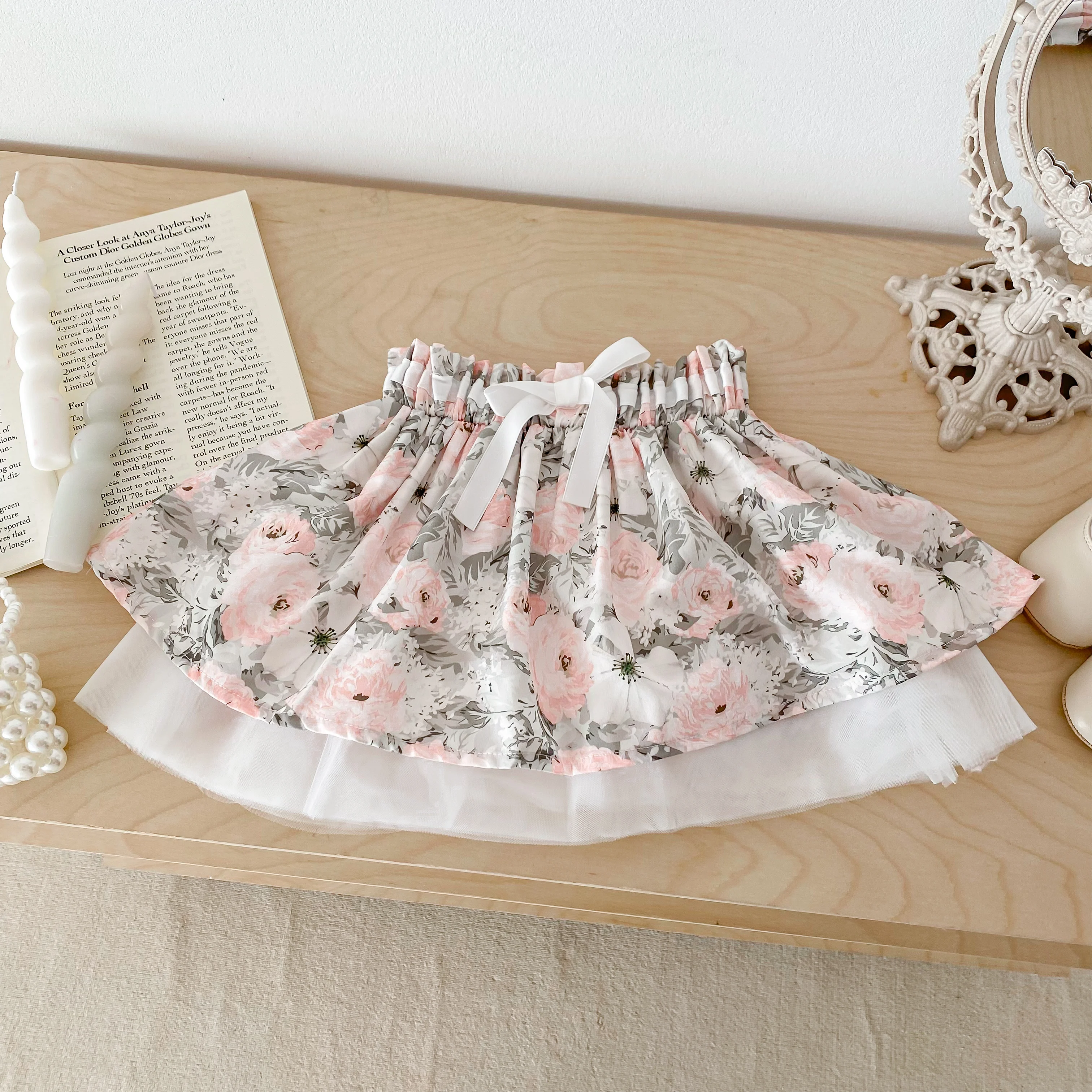 Spring Newborn Girl Suit White Lace Doll Collar Shirt + Printing Flower Skirt Baby Clothes 0-3 Years Old