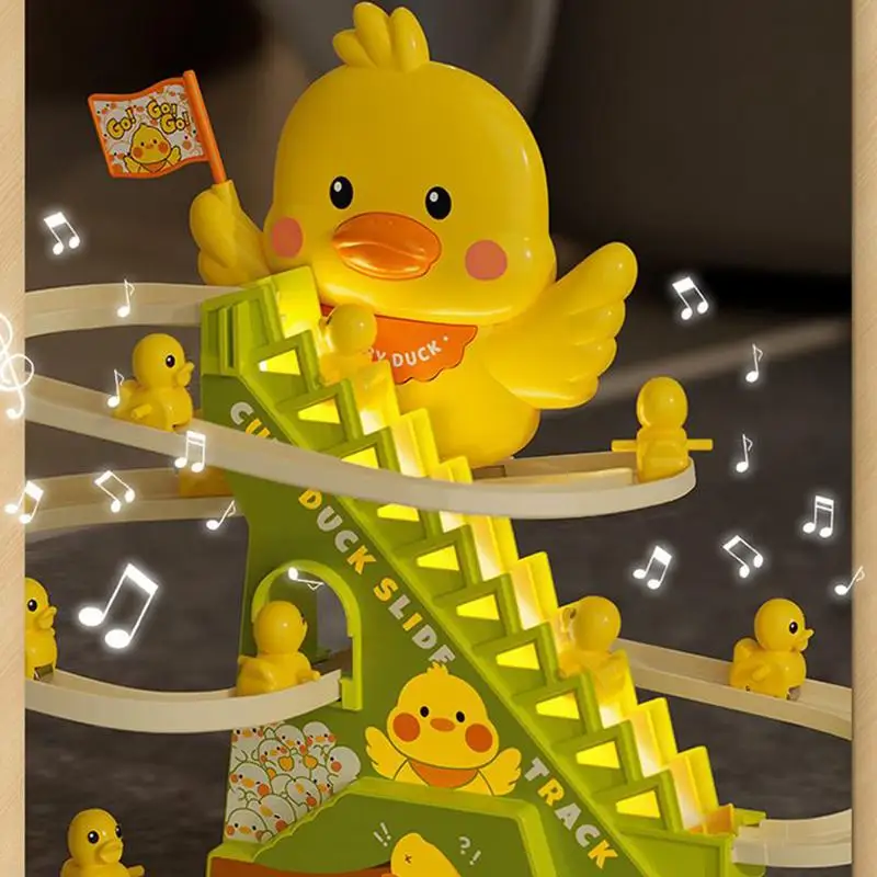 البط الصغيرة تسلق اللعب البط المسارات الشريحة مجموعات الالعاب مع الموسيقى التعليمية التفاعلية الحيوان الكرتون سباق متعة للأطفال