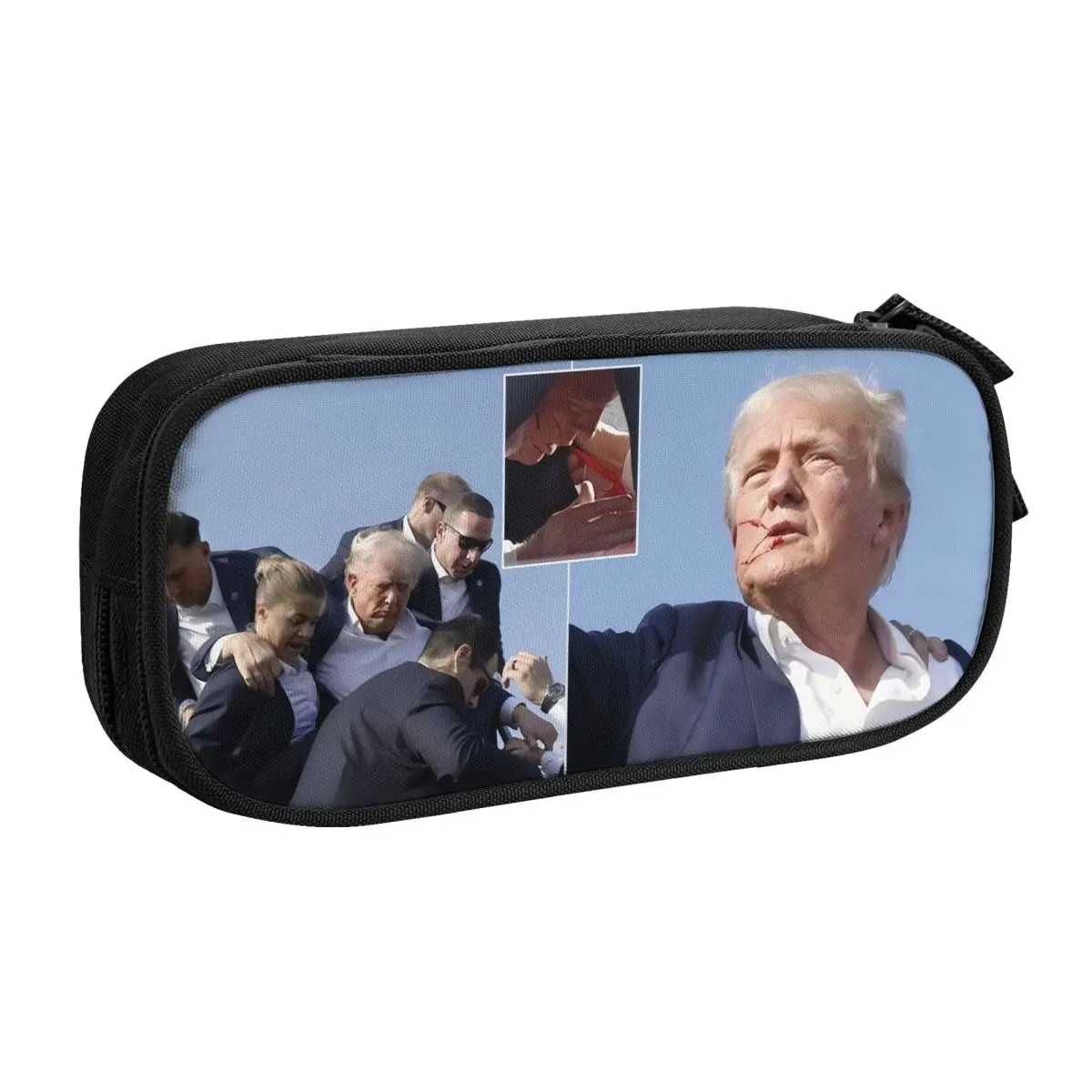 Korean Custom Trump Assassination Pencil Cases for Boys Gilrs Large Storage Pen Bag Box School Accessories